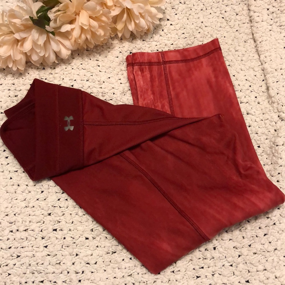 EUC Under Armour StudioLux Red Ombré Crop Sz M
